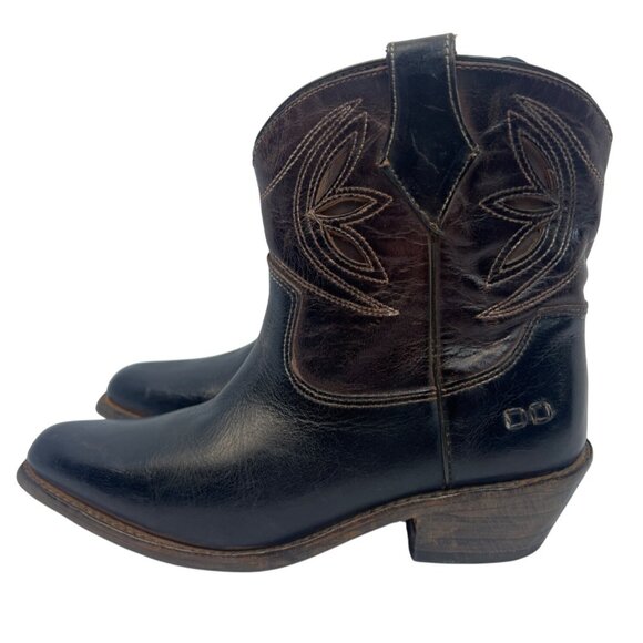 Bed|Stu Women's Crane Western Leather Ankle Boot, Black Teak Rustic Rust - Picture 5 of 12